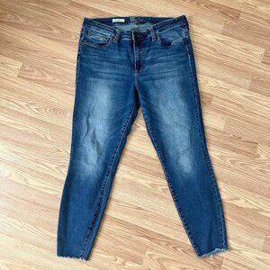 Kut from the Kloth Carlo Ankle Skinny Raw Hem Medium Wash Distressed Jeans 12